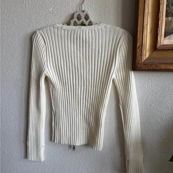 Wayf Cream Ribbed Sweater with Faux Fur Collar - Picture 5 of 5